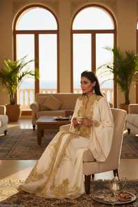 Kaftan brodé pour femme, manches longues, longueur ras du sol, col cœur, robe de prière élégante du Moyen-Orient, coupe droite non extensible - Product Image 3
