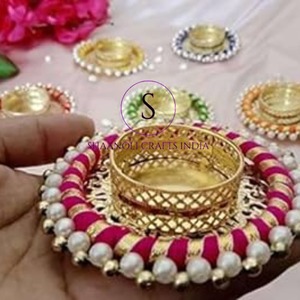 Support de bougie Hurricane artisanal, décoration Diwali, Diya festif perlé de perles et de fils de soie, mariages indiens, Noël, décoration intérieure - Product Image 3