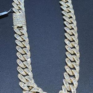 Cadena Cubana de Plata de Ley 925 Chapada en Oro con Moissanita, Joyería de Moda Hip Hop de Lujo, Collar para Hombre para Fiestas - Product Image 3