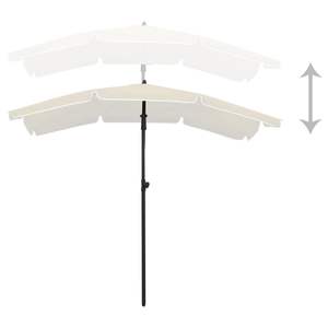 Parasol de jardin en tissu polyester sable 100% avec base en acier de taille moyenne - Product Image 3