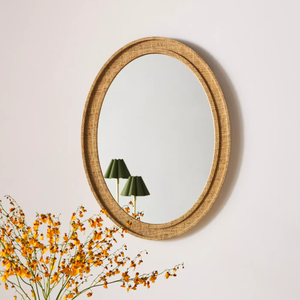 กระจกทรงรีหวายดีไซน์เนอร์ งานแฮนด์เมด เงางาม กระจกตกแต่งผนัง สำหรับตกแต่งภายในบ้านสไตล์โมเดิร์น ห้องนอน ห้องนั่งเล่น - Product Image 3