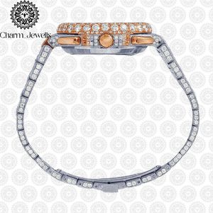 Charm_Jewells Luxury Men's Diamond Encrusted <b>Chronograph</b> Watch Stainless Steel Polygon Case 45mm Analog Quartz Sapphire Crystal - Product Image 2