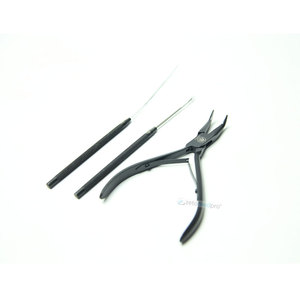 Professional Stainless Steel Black Hair Extension Tool Kit Micro <b>Ring</b> Pliers Loop Needle Scissors <b>Clip</b> Set Pouch Nano Bead I-Tip - Product Image 5
