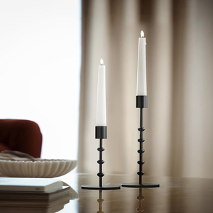 Christmas Set of 3 Modern <b>Black</b> <b>Candlestick</b> <b>Holder</b> with Pearl Design Vintage Candle <b>Holder</b> - Product Image 3