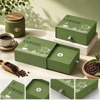 Boîte à tiroir biodégradable et écologique pour grains de café et capsules, logo personnalisé, gaufrage à chaud or, emballage de Noël