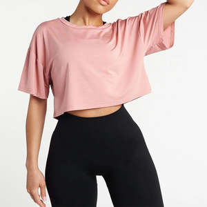 Camisetas cortas para mujer, personalizables con logotipo, de alta calidad, transpirables, de algodón, estampadas o lisas, servicio OEM. - Product Image 6