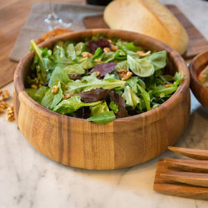 Saladier en bois d'acacia naturel écologique pour mélanger les aliments de service de table, cuisine, table à manger, décor ou présentoir de fruits - Product Image 2