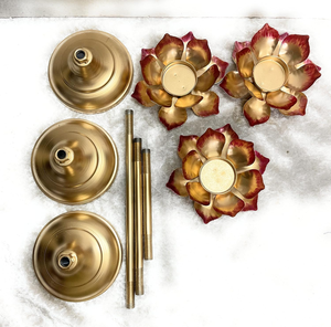 Candelabro de metal con diseño elegante de loto, soporte alto para velas, decoración para el hogar, para cumpleaños, fiestas, bodas, artesanía natural - Product Image 4