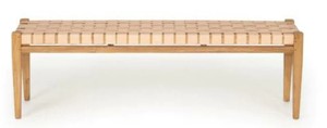 Mango wood and leather strip Garden <b>Bench</b> Outdoor Furniture - Product Image 5