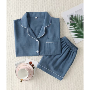 Ensemble de pyjama pour femmes, élégant, imprimé, floral, manches courtes, taille élastique, doux, respirant, pour dormir, se détendre - Product Image 3