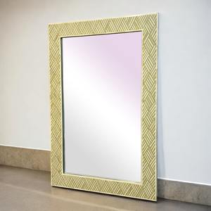 Miroir mural léger en os incrusté de couleur ivoire, fait main, écologique, style design industriel, pour usage au bureau, prix économique - Product Image 5