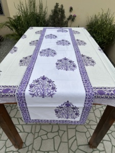 Purple <b>Tablecloth</b> Cover, Block Printed <b>Tablecloth</b>, Indian Table Linen, Floral Dinning <b>TableCloth</b> ,Elegant Decoration, Rectangle - Product Image 3