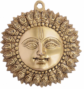 Jarrón Decorativo de Pared de Estilo Lujoso con Rostro de Ídolo Solar en Latón, Artesanía Tradicional para la Sala de Estar del Hogar o Restaurante, Decoración para Diwali - Product Image 3