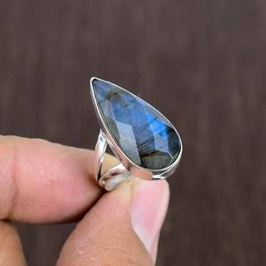 Oxidized Sterling Silver Labradorite Ring <b>Boho</b> Statement Handmade Gemstone Jewelry Size 7 Gift - Product Image 2