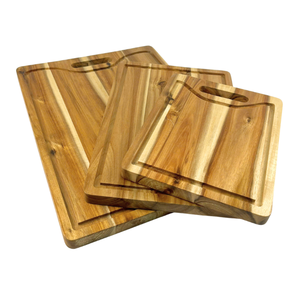 Tabla de cortar rectangular de madera de caucho con asa, tabla de picar de madera maciza para cocina, suministro OEM - Product Image 2