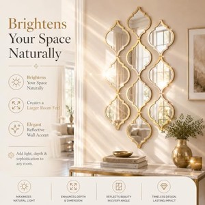 Premium Sheesham Wood Geometric <b>Mirror</b> Grid - Wholesale Statement <b>Wall</b> Decor - Product Image 2