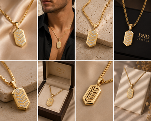Collier pendentif pour chien en or jaune 14 carats avec diamant de laboratoire Chevron - Product Image 3