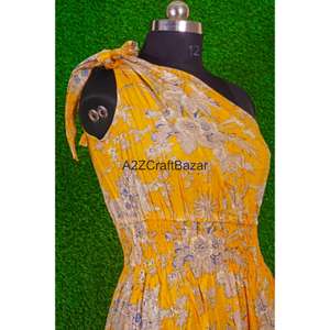 Vestido Midi Ajustado sin Mangas con Estampado Floral y Hombros Descubiertos, Hecho a Mano, 100% Algodón, Cómodo para Mujer, Ideal para Fiestas, Playa y Bodas - Product Image 6