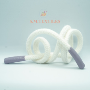 Cordon tressé rond en coton avec embout en silicone, cordon textile pour vêtements, fabricant OEM ODM sur mesure - Product Image 1