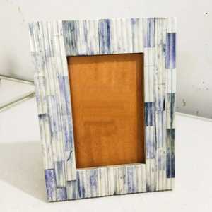 Abstract Resin Wooden Picture Frame Blue Waves Inlay Tabletop Photo Frame Wholesale Custom Artwork <b>Framing</b> - Product Image 5
