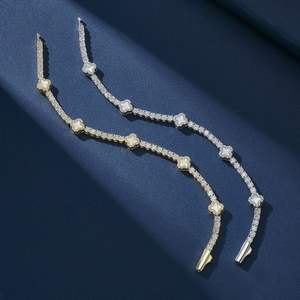 RAMDUT IMPEX Silver Plated Moissanite Brilliant Cut Channel Setting Tennis Bracelet Geometric Design Trendy Unisex <b>Gift</b> GRA - Product Image 3