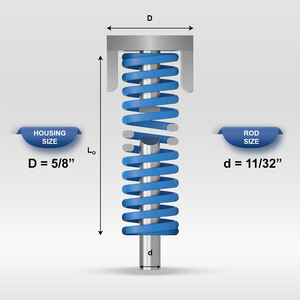 Resorte de compresión azul Mollificio Bordignon USB de sección ovalada con carcasa de carga media, diámetro: 5/8, diámetro de varilla: 11/32, longitud libre: 1 pulgada - Product Image 1