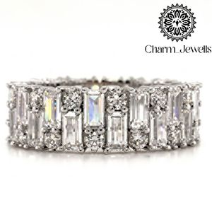Bague de fiançailles en moissanite taille coussin motif floral Charm Jewells, en argent 925, sertie à griffes, style classique pour femme, certifiée IGI, couleur or - Product Image 4