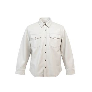 เสื้อเชิ้ตทำงานผ้าฝ้ายสีขาวสำหรับผู้ชาย แขนยาว สีพื้น ปกคอพับ เสื้อลำลอง สไตล์ฤดูใบไม้ร่วง - Product Image 1