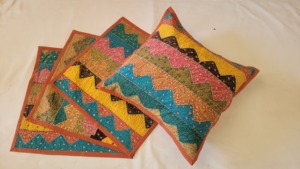 Exclusive handmade applique work jogi work <b>cushion</b> <b>covers</b> indian handcrafted traditional embroidered <b>cushion</b> <b>cover</b> - Product Image 2