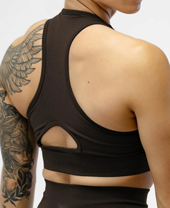 Conjunto de Yoga de 2 Piezas para Mujer, Color Negro, con Tirantes Cruzados, Cintura Media, Leggings Largos, Cierre Frontal, Transpirable, Sin Costuras, Spandex - Product Image 5