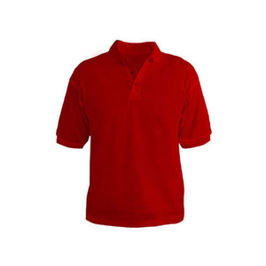 Polo de manga corta con cuello alto, color rojo, alta calidad, 100% algodón, para hombre. - Product Image 2