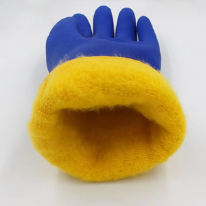Gants de travail bleus en PVC à pois pour jardinage, gants de sécurité en latex à pois, tricotés sans couture, 7G, en coton PVC à pois - Product Image 4