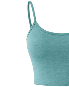 Conjunto de 2 Piezas para Mujer, Color Verde Azulado, Top Corto sin Mangas con Cordón Ajustable y Pantalones Cortos, Tejido Sólido y Transpirable, Ropa Casual de Primavera/Verano - Product Image 5