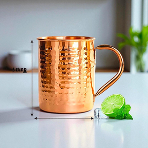 Tazas Moscow Mule de Cobre Ecológicas Hechas a Mano FAIZA CRAFT FC-8001, con Asa, Forma Cilíndrica, Diseño Clásico, a Prueba de Fugas, para Fiestas - Product Image 3