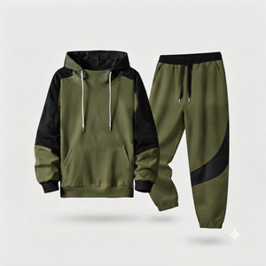 Ensemble de survêtement unisexe marron à capuche coupe-vent style gym léger, manches longues, couleur unie, pantalon de jogging décontracté avec bande blanche - Product Image 1