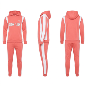 Ensemble de survêtement pour homme Crestline noir et vert fluo, manches longues, style sportif, poches latérales, vêtements d'automne - Product Image 2