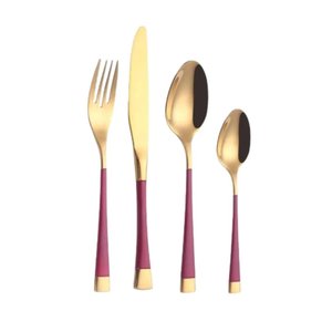 Nouvel ensemble de couverts décoratifs en métal avec manche en résine rouge, plaqué argent, pour la maison et les hôtels - Product Image 6