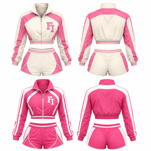 Tracksuits <b>for</b> Women Y2K Clothing Custom Color Block Streetwear Zip Jacket and Shorts 2 Piece Sets Women and men's jackets - Product Image 4