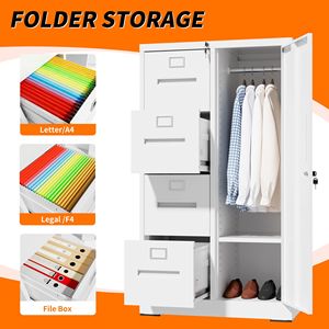 Armoire de classement verticale en métal avec serrure, casier à dossiers en acier, 4 tiroirs, 1 porte pour entrepôt - Product Image 6