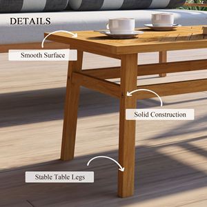 Tavolino da Caffè Rustico in Legno di Acacia per Giardino, Cortile, Balcone e Terrazza, Tavolo Pieghevole in Legno Naturale per Campeggio - Product Image 5