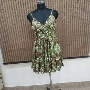 Women's Summer Boho Simple Floral Printed Silk Viscose Polyester Woven Loose Silhouette Floor-Length Ruffle Hem <b>Elastic</b> Waist - Product Image 2