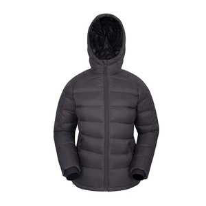 Veste matelassée à capuche pour homme, noire, couleur unie, coupe-vent, fermeture éclair, vêtement d'hiver décontracté, coupe ajustée, en polyester - Product Image 1