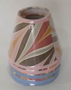 Nuevas llegadas: Pantalla de lámpara cónica moderna de papel marmoleado rosa retro a rayas, hecha a mano y con recubrimiento en polvo, para hoteles y restaurantes. - Product Image 1