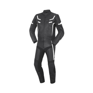 Traje de Motociclismo de Cuero para Hombre, Manga Larga, Diseño con Bloques de Color, Resistente al Viento, Transpirable, para Invierno, Negro, Blanco, Verde - Product Image 2