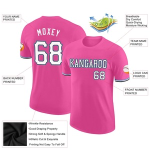 Nouveau design T-shirt rose d'équipe avec impression personnalisée du nom et du numéro, coupe athlétique, col rond, manches courtes, maillot pour hommes et femmes - Product Image 4