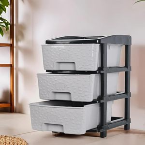 Organizador de Almacenamiento de Plástico de 3 Niveles con Cajones, Moderno, Desmontable, Caja para Artículos Diversos, Estantes de Almacenamiento para Oficina, Estante de Almacenamiento Plegable - Product Image 1