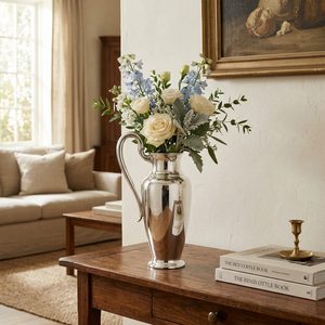 Vase Col de Cygne Moderne en Laiton Fait Main 26cm, Poli Miroir Argenté, Centre de Table pour Mariage - Product Image 2