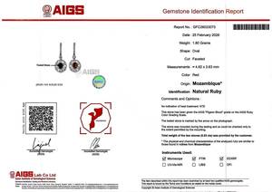 Pendientes Colgantes de Oro de 18K con Rubí Natural de 0.83ct, Adornados con 58 Diamantes y 26 Zafiros Blancos para Banquete de Boda - Product Image 6