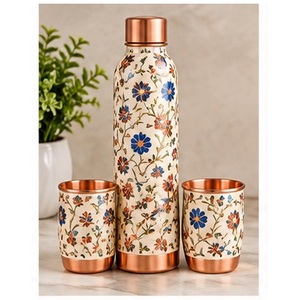 Decorative <b>Copper</b> <b>Water</b> <b>Bottle</b> with Matching Cups Traditional Chinese Mountain Design Portable Drinkware Set for Outdoor Use - Product Image 5