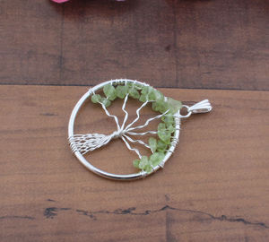 Pendentif Arbre de Vie en Citrine Naturelle Brute, Fil Plaqué Platine Fait Main Vintage, Argent Sterling 925 - Product Image 6